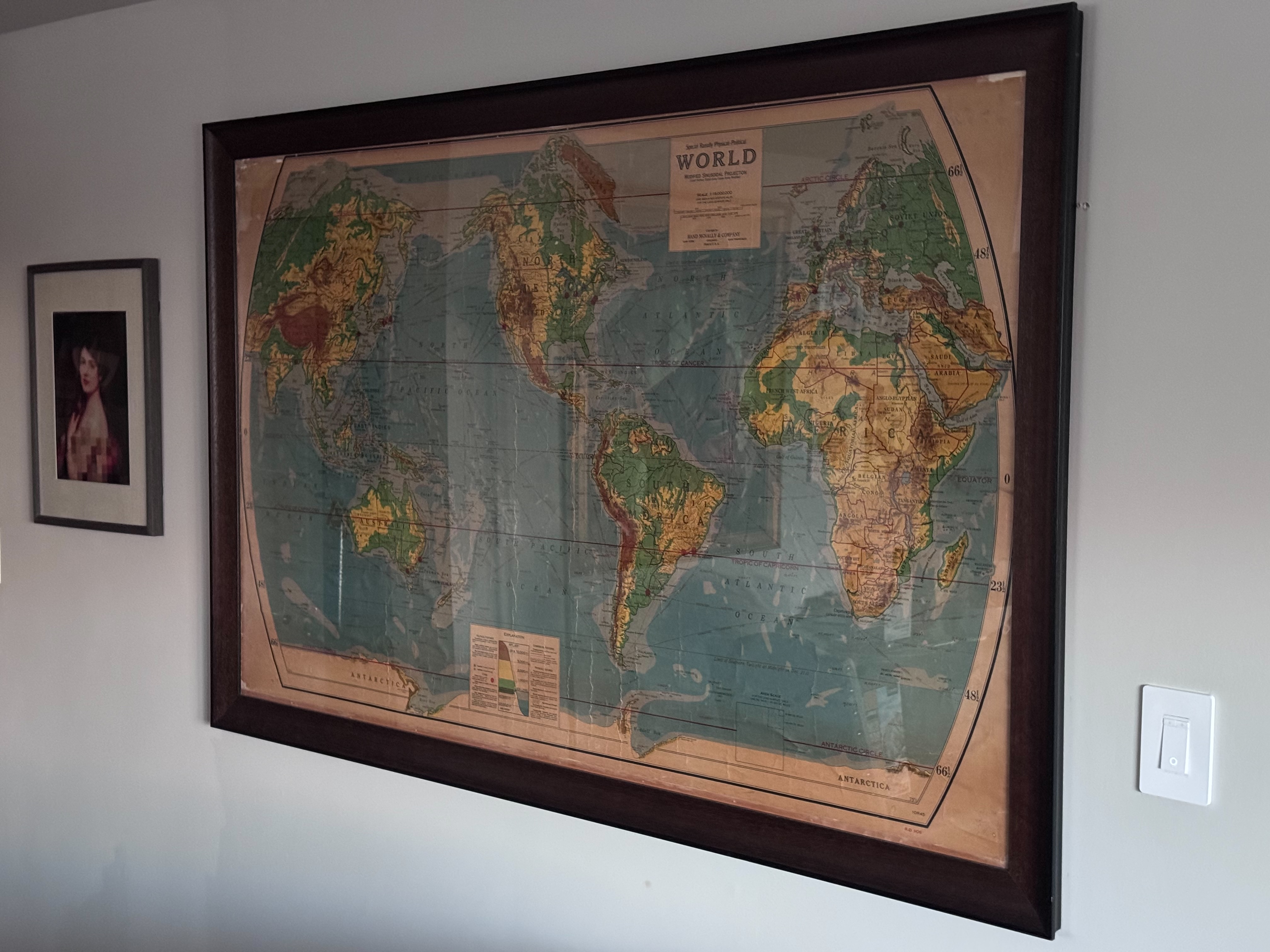 Rand McNally world wall map, circa 1946-1947